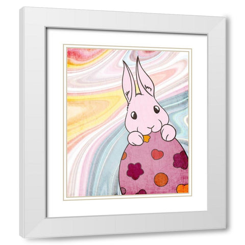 Marbled Bunny 1 White Modern Wood Framed Art Print with Double Matting by Kimberly, Allen