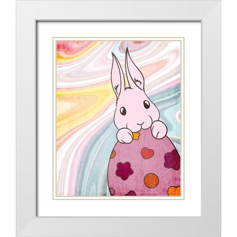 Marbled Bunny 1 White Modern Wood Framed Art Print with Double Matting by Kimberly, Allen