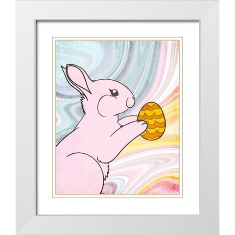 Marbled Bunny 2 White Modern Wood Framed Art Print with Double Matting by Kimberly, Allen