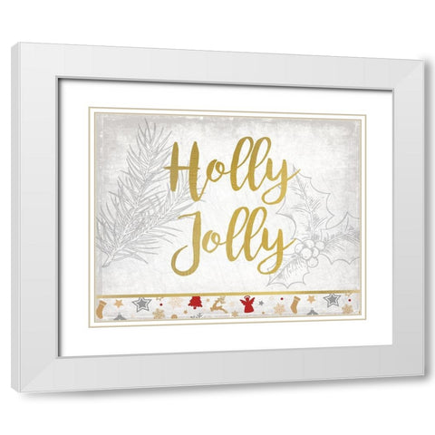 Christmas Jingle 5 White Modern Wood Framed Art Print with Double Matting by Kimberly, Allen