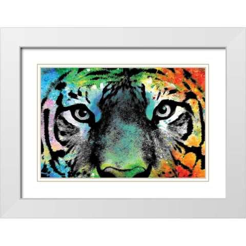 Splashes of Color White Modern Wood Framed Art Print with Double Matting by Kimberly, Allen