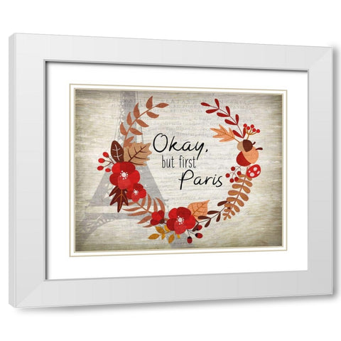 Paris in the Fall 4 White Modern Wood Framed Art Print with Double Matting by Kimberly, Allen