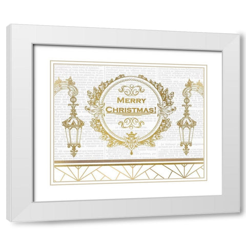 Newspaper Christmas 5 White Modern Wood Framed Art Print with Double Matting by Kimberly, Allen