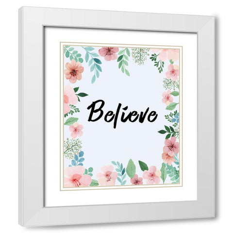 Believe White Modern Wood Framed Art Print with Double Matting by Kimberly, Allen