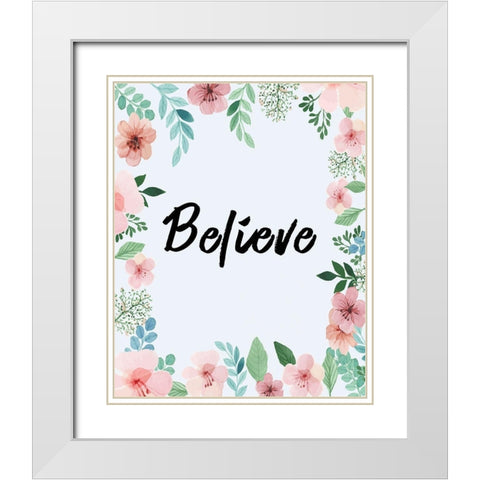 Believe White Modern Wood Framed Art Print with Double Matting by Kimberly, Allen