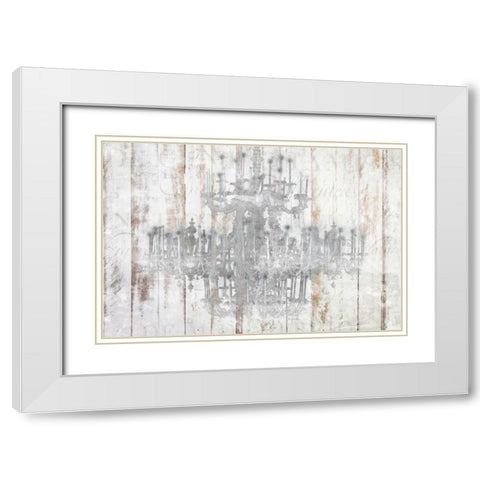 Barnwood Chandelier White Modern Wood Framed Art Print with Double Matting by Allen, Kimberly