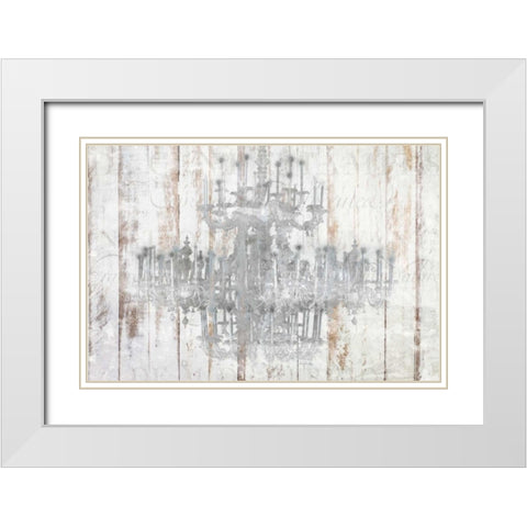 Barnwood Chandelier White Modern Wood Framed Art Print with Double Matting by Allen, Kimberly