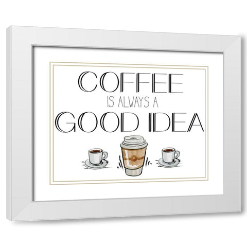 Morning Coffee 2 White Modern Wood Framed Art Print with Double Matting by Kimberly, Allen