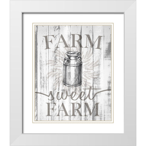 Farm Sweet Farm White Modern Wood Framed Art Print with Double Matting by Allen, Kimberly