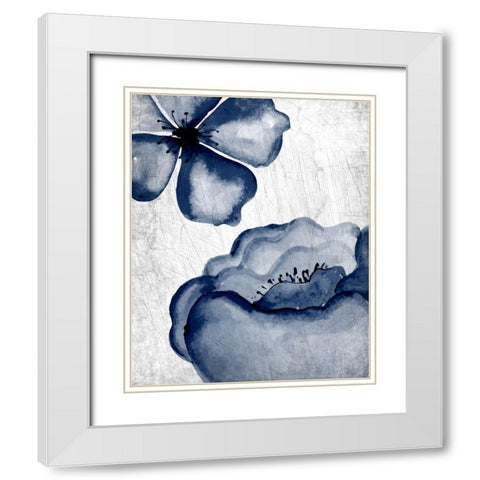 Navy Blooms 1 White Modern Wood Framed Art Print with Double Matting by Allen, Kimberly