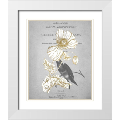 Gold Botanicals 2 White Modern Wood Framed Art Print with Double Matting by Kimberly, Allen