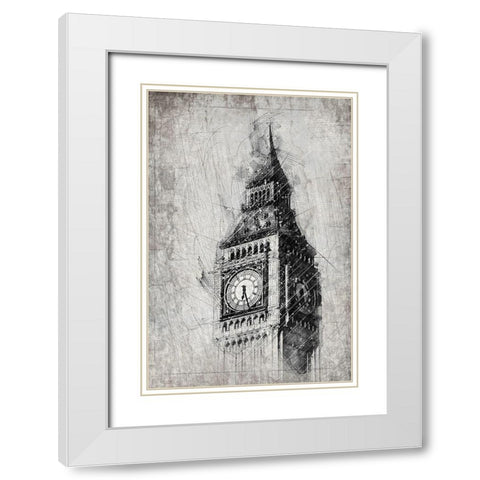 Big Ben White Modern Wood Framed Art Print with Double Matting by Kimberly, Allen
