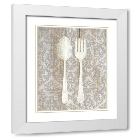 Antique Cutlery 1 White Modern Wood Framed Art Print with Double Matting by Allen, Kimberly