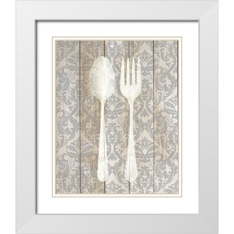 Antique Cutlery 1 White Modern Wood Framed Art Print with Double Matting by Allen, Kimberly