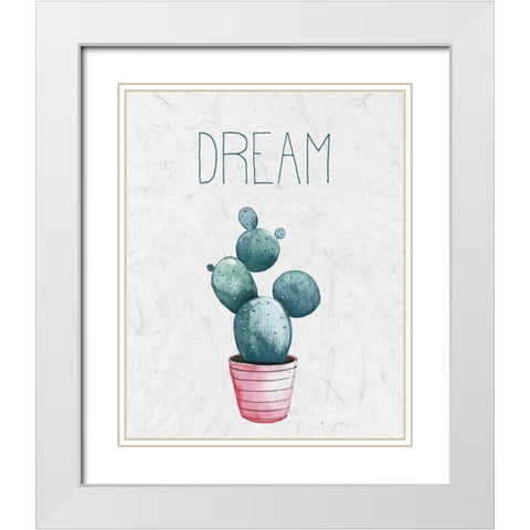 Cactus Pink 1 White Modern Wood Framed Art Print with Double Matting by Allen, Kimberly