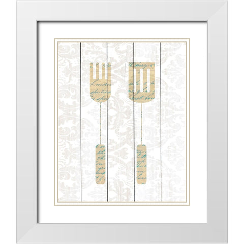 Kitchen Utensils 1 White Modern Wood Framed Art Print with Double Matting by Kimberly, Allen
