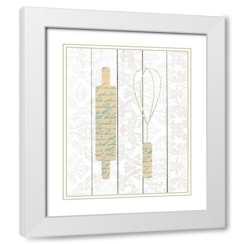 Kitchen Utensils 2 White Modern Wood Framed Art Print with Double Matting by Kimberly, Allen