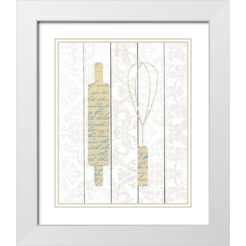 Kitchen Utensils 2 White Modern Wood Framed Art Print with Double Matting by Kimberly, Allen
