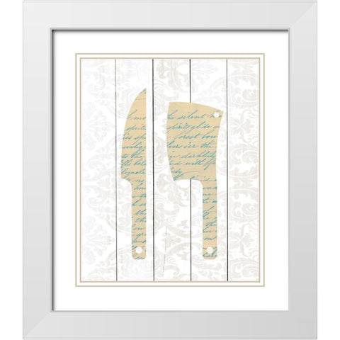 Kitchen Utensils 4 White Modern Wood Framed Art Print with Double Matting by Kimberly, Allen