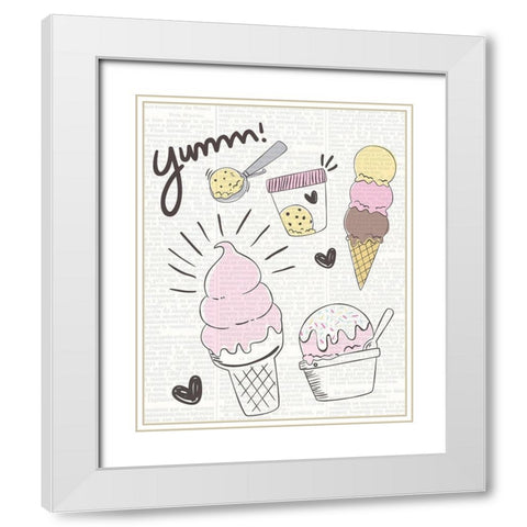 Yum 1 White Modern Wood Framed Art Print with Double Matting by Kimberly, Allen
