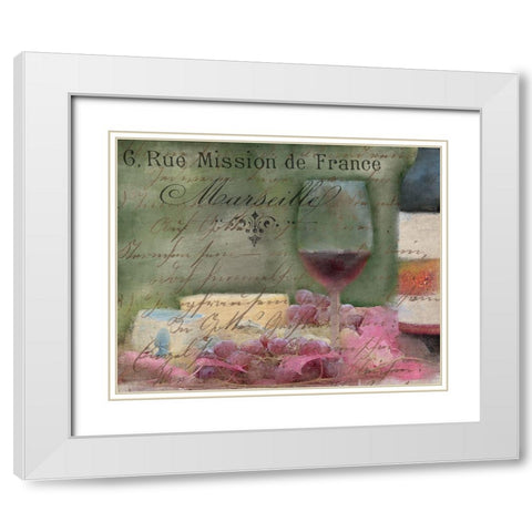 Wine and Cheese White Modern Wood Framed Art Print with Double Matting by Kimberly, Allen