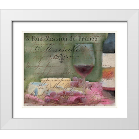 Wine and Cheese White Modern Wood Framed Art Print with Double Matting by Kimberly, Allen