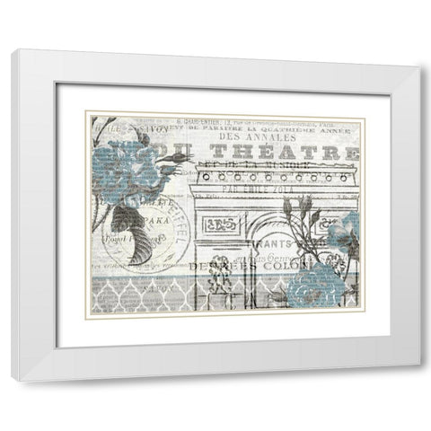 Paris Blue 2 White Modern Wood Framed Art Print with Double Matting by Kimberly, Allen