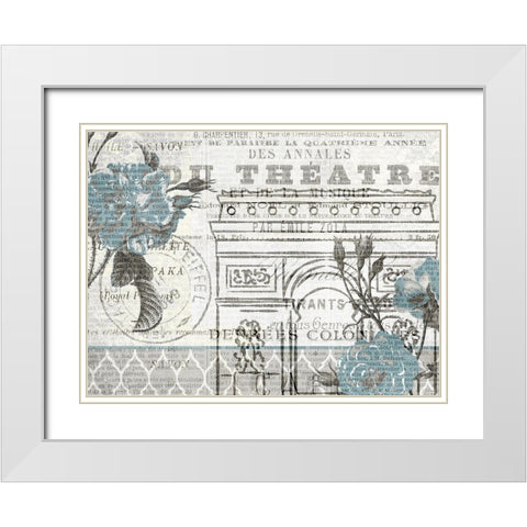 Paris Blue 2 White Modern Wood Framed Art Print with Double Matting by Kimberly, Allen