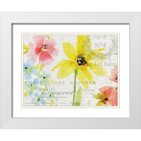 Spring Blooms 1 White Modern Wood Framed Art Print with Double Matting by Kimberly, Allen
