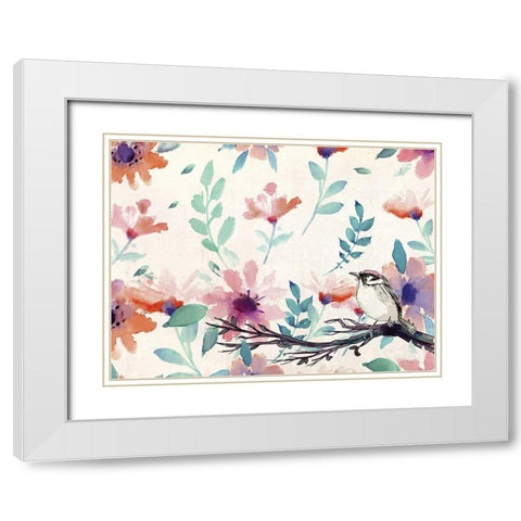 Spring Bird White Modern Wood Framed Art Print with Double Matting by Kimberly, Allen