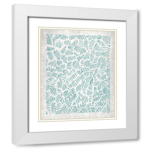 Teal Crosshatched 3 White Modern Wood Framed Art Print with Double Matting by Kimberly, Allen