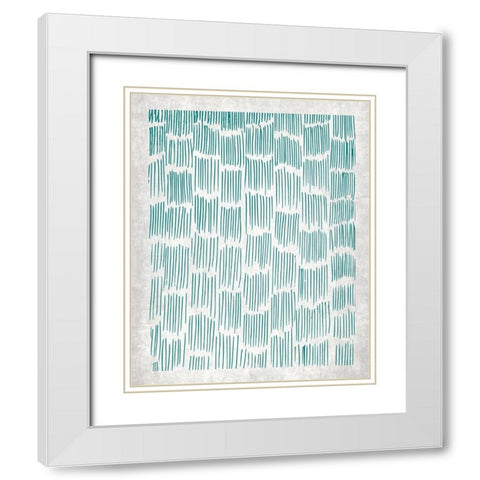 Teal Crosshatched 2 White Modern Wood Framed Art Print with Double Matting by Allen, Kimberly