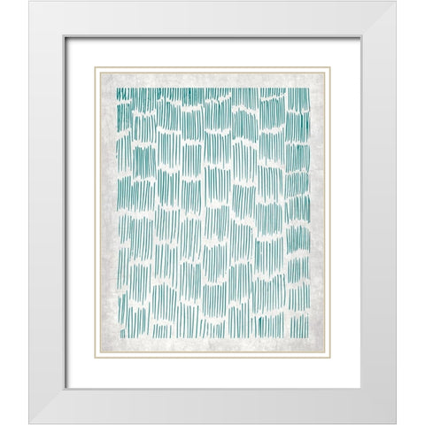 Teal Crosshatched 2 White Modern Wood Framed Art Print with Double Matting by Allen, Kimberly