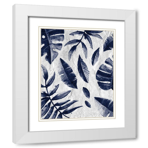 Tropic Indigo Leaves 1 White Modern Wood Framed Art Print with Double Matting by Allen, Kimberly