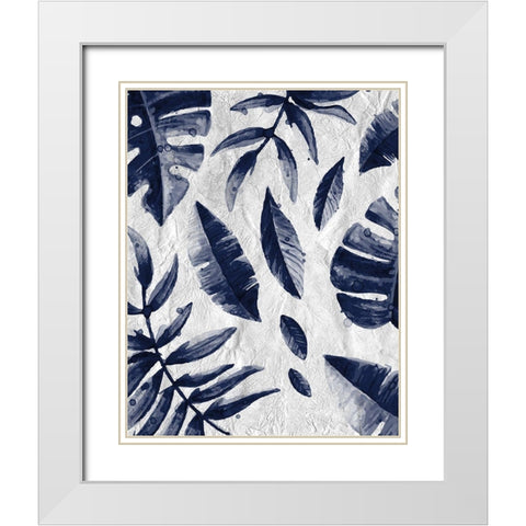 Tropic Indigo Leaves 1 White Modern Wood Framed Art Print with Double Matting by Allen, Kimberly
