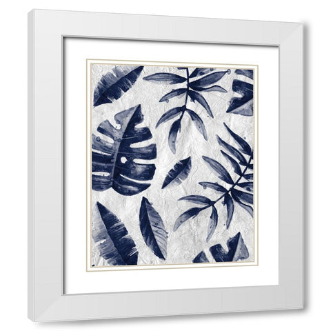 Tropic Indigo Leaves 2 White Modern Wood Framed Art Print with Double Matting by Allen, Kimberly