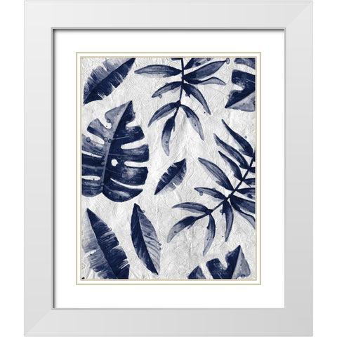 Tropic Indigo Leaves 2 White Modern Wood Framed Art Print with Double Matting by Allen, Kimberly
