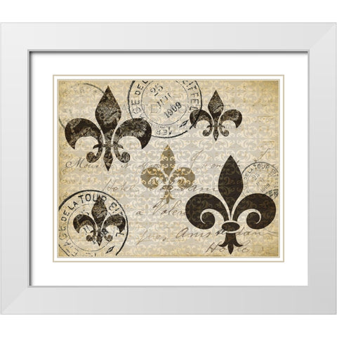 Postcard Fleur White Modern Wood Framed Art Print with Double Matting by Kimberly, Allen