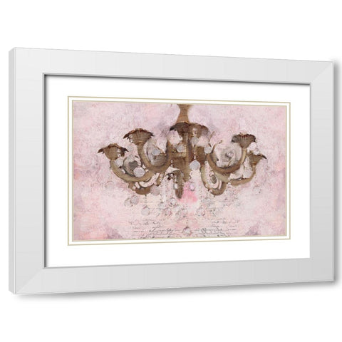 Blush Chandelier White Modern Wood Framed Art Print with Double Matting by Kimberly, Allen