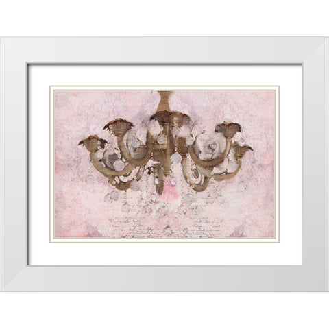 Blush Chandelier White Modern Wood Framed Art Print with Double Matting by Kimberly, Allen