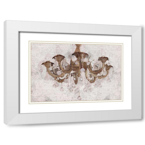 Blush Chandelier V2 White Modern Wood Framed Art Print with Double Matting by Kimberly, Allen