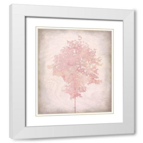 Pink Tree 1 White Modern Wood Framed Art Print with Double Matting by Kimberly, Allen