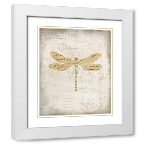 Dragonfly Letters 1 White Modern Wood Framed Art Print with Double Matting by Kimberly, Allen