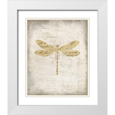 Dragonfly Letters 1 White Modern Wood Framed Art Print with Double Matting by Kimberly, Allen