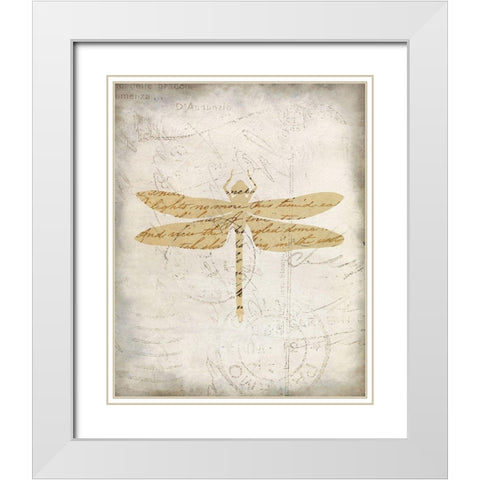 Dragonfly Letters 3 White Modern Wood Framed Art Print with Double Matting by Kimberly, Allen