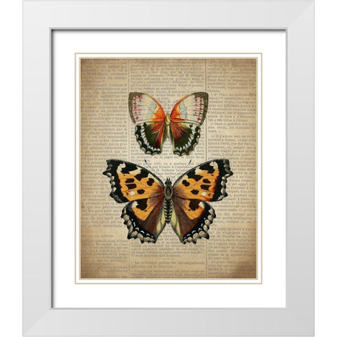 Newspaper Butterfly 3 White Modern Wood Framed Art Print with Double Matting by Allen, Kimberly