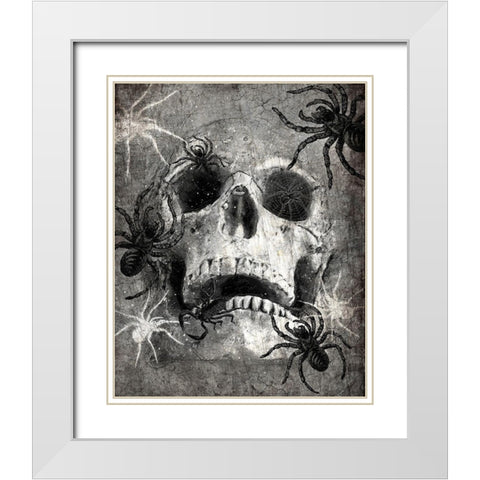 Spider  Skull White Modern Wood Framed Art Print with Double Matting by Kimberly, Allen