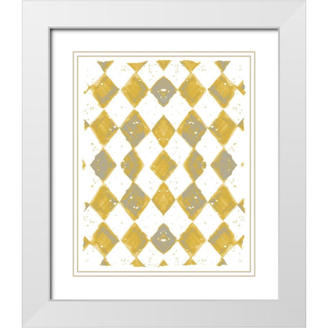 Painted Pattern Mustard 1 White Modern Wood Framed Art Print with Double Matting by Kimberly, Allen