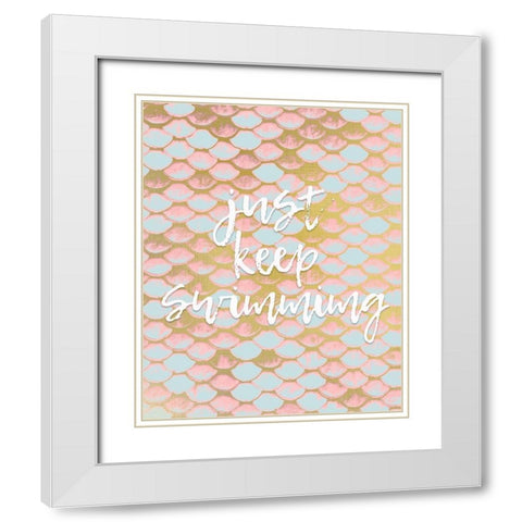 Be a Mermaid 3 v2 White Modern Wood Framed Art Print with Double Matting by Kimberly, Allen