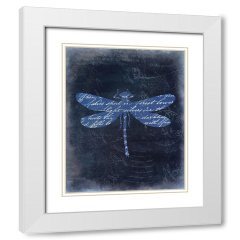 Dragonfly Blue 2 White Modern Wood Framed Art Print with Double Matting by Allen, Kimberly